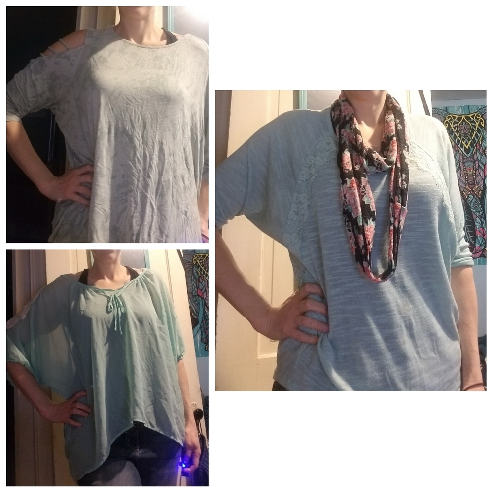 Set of 3 Teal Plus size blouses tops